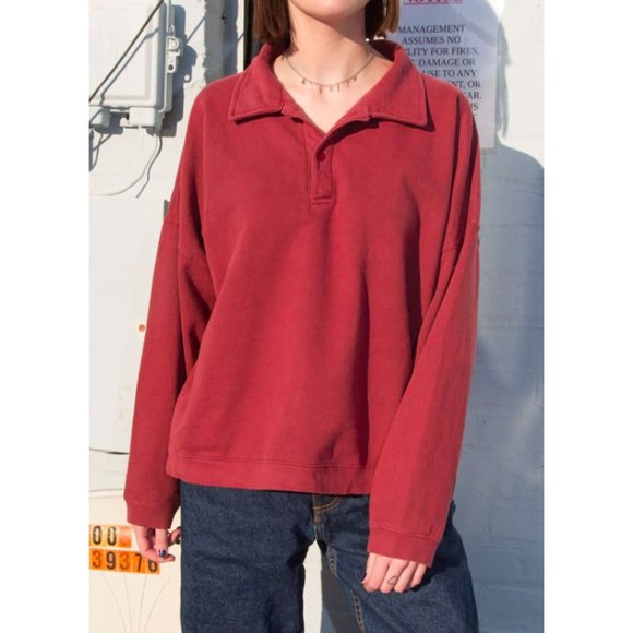 Brandy Melville | Tops | Brandy Melville Archer Burgundy Pullover Sweatshirt  One Size | Poshmark